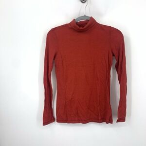 Ramblers Way Women Size XS Shirt Long Sleeve Top Turtleneck Red Merino Wool